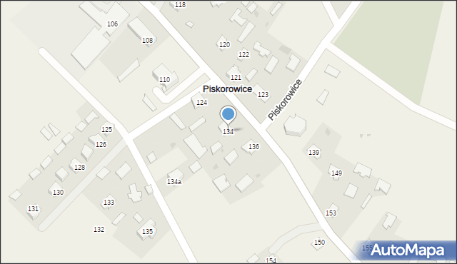 Piskorowice, Piskorowice, 134, mapa Piskorowice