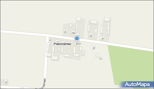 Piskorzeniec, Piskorzeniec, 27, mapa Piskorzeniec