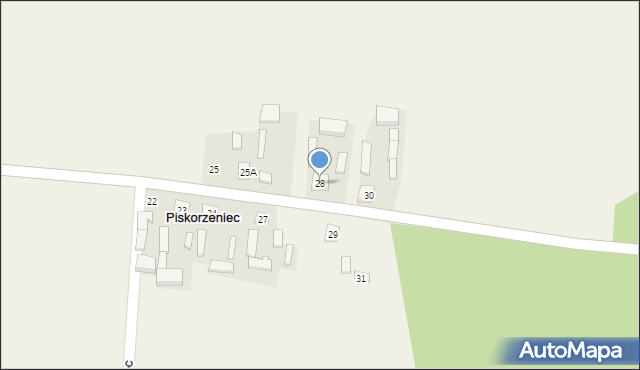 Piskorzeniec, Piskorzeniec, 28, mapa Piskorzeniec