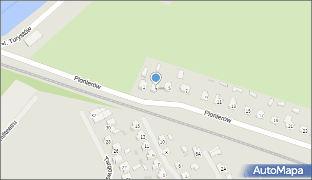 Pisz, Pionierów, 3, mapa Pisz