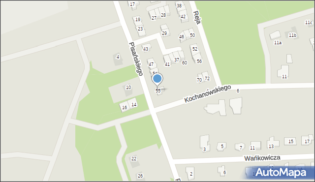 Pisz, Pisańskiego J., 55, mapa Pisz