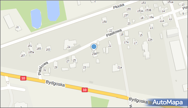 Płońsk, Piaskowa, 23A, mapa Płońsk