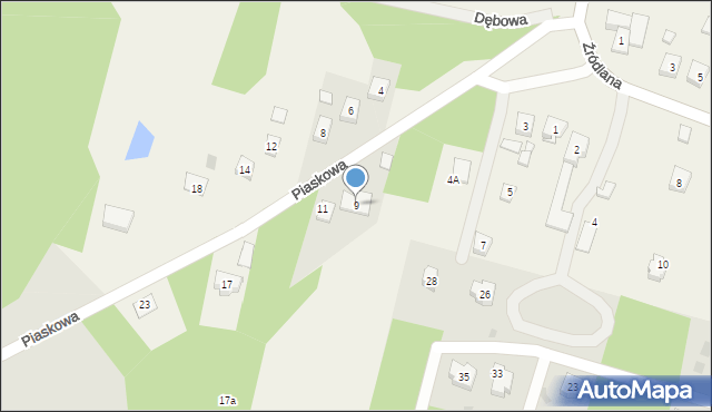 Podzamcze, Piaskowa, 9, mapa Podzamcze