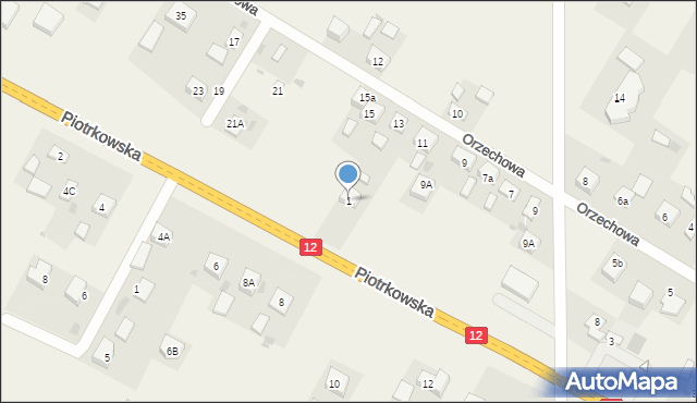 Poniatów, Piotrkowska, 1, mapa Poniatów