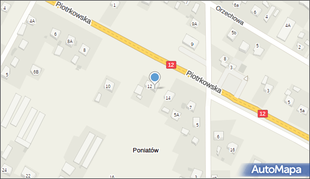 Poniatów, Piotrkowska, 12A, mapa Poniatów