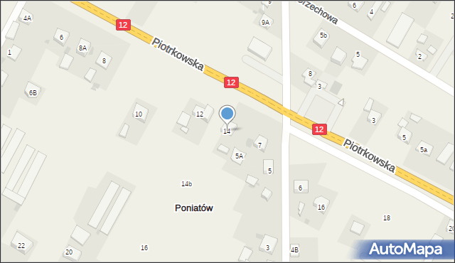 Poniatów, Piotrkowska, 14, mapa Poniatów