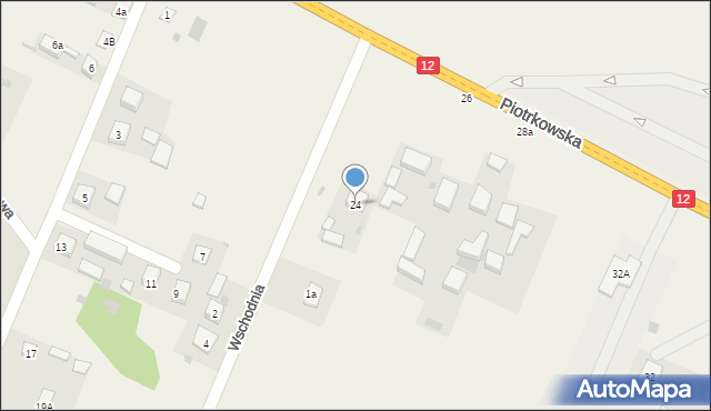 Poniatów, Piotrkowska, 24, mapa Poniatów