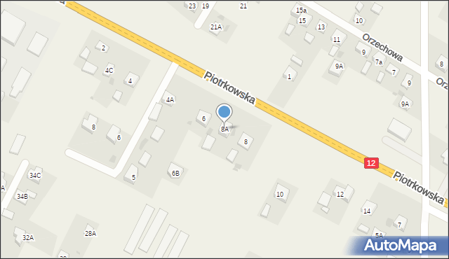 Poniatów, Piotrkowska, 8A, mapa Poniatów