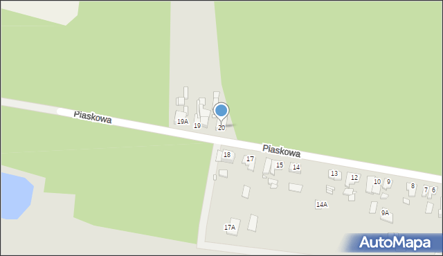 Poniec, Piaskowa, 20, mapa Poniec