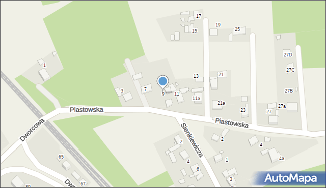 Popielów, Piastowska, 9, mapa Popielów