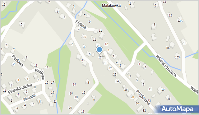 Porąbka, Piękna, 16, mapa Porąbka