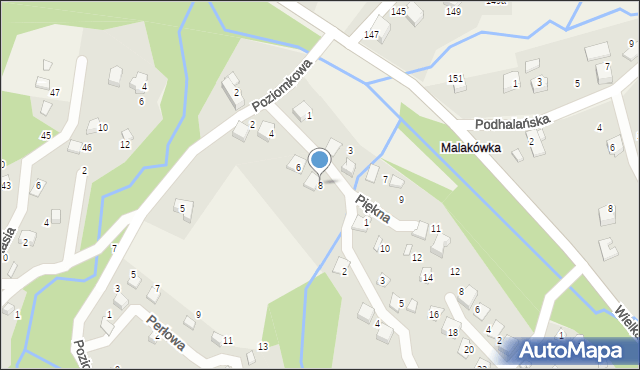 Porąbka, Piękna, 8, mapa Porąbka