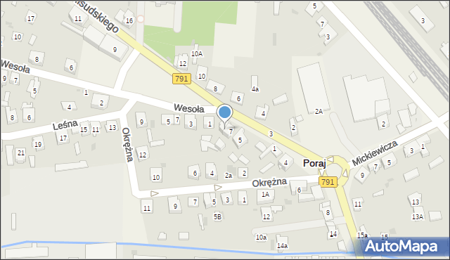 Poraj, Piłsudskiego Józefa, marsz., 7A, mapa Poraj