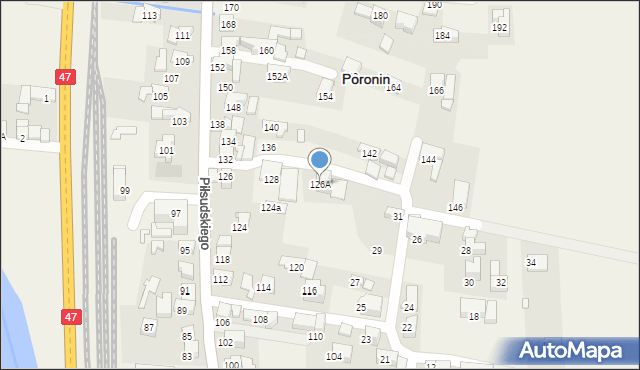 Poronin, Piłsudskiego Józefa, marsz., 126A, mapa Poronin