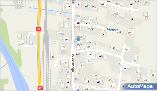 Poronin, Piłsudskiego Józefa, marsz., 134, mapa Poronin