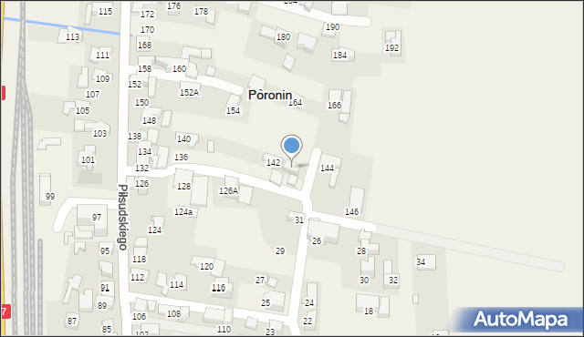 Poronin, Piłsudskiego Józefa, marsz., 142A, mapa Poronin