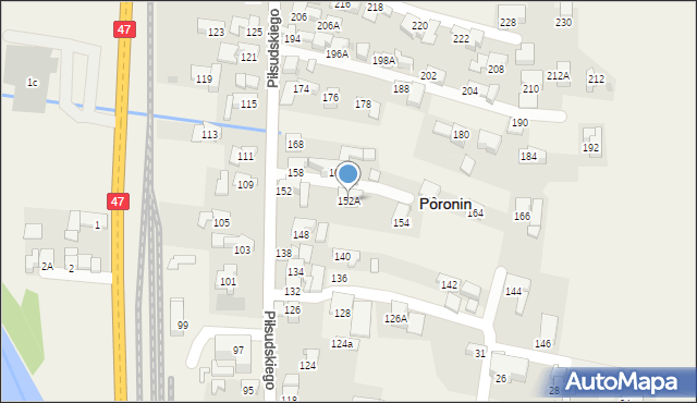 Poronin, Piłsudskiego Józefa, marsz., 152A, mapa Poronin