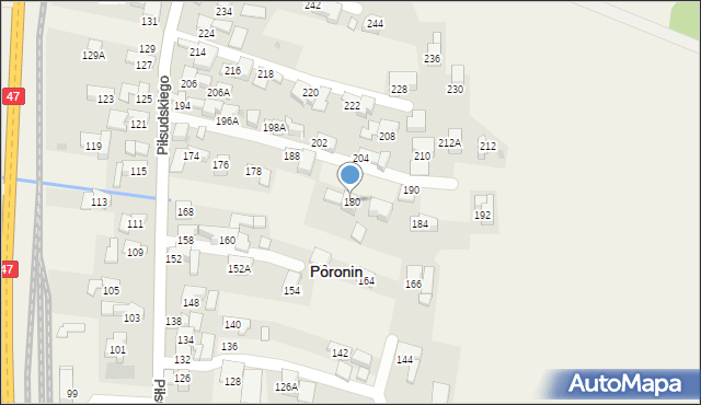 Poronin, Piłsudskiego Józefa, marsz., 180, mapa Poronin