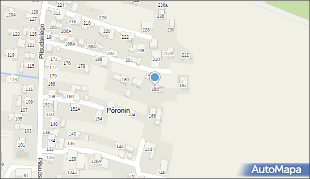 Poronin, Piłsudskiego Józefa, marsz., 184, mapa Poronin