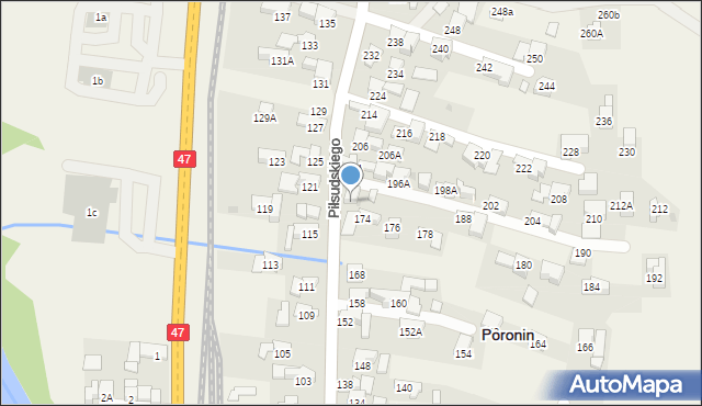 Poronin, Piłsudskiego Józefa, marsz., 186, mapa Poronin