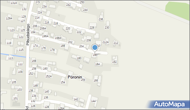 Poronin, Piłsudskiego Józefa, marsz., 190, mapa Poronin