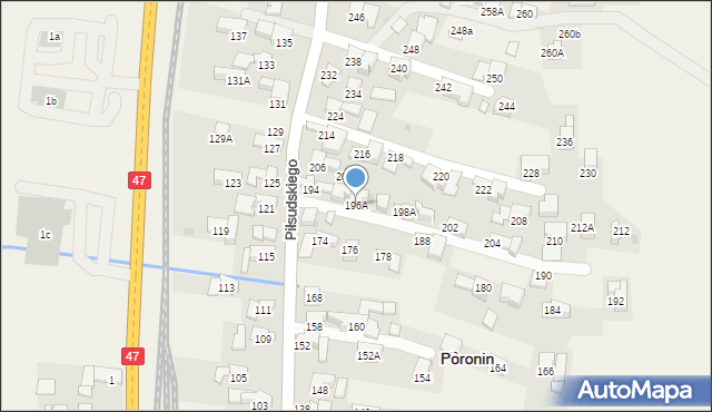 Poronin, Piłsudskiego Józefa, marsz., 196A, mapa Poronin