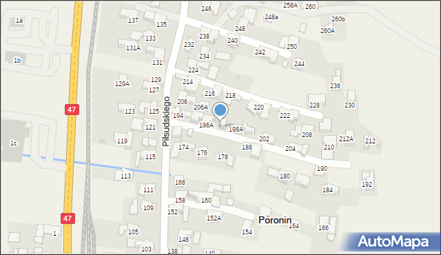 Poronin, Piłsudskiego Józefa, marsz., 198, mapa Poronin