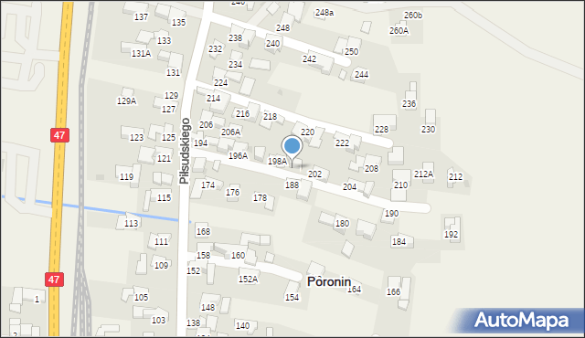 Poronin, Piłsudskiego Józefa, marsz., 200, mapa Poronin