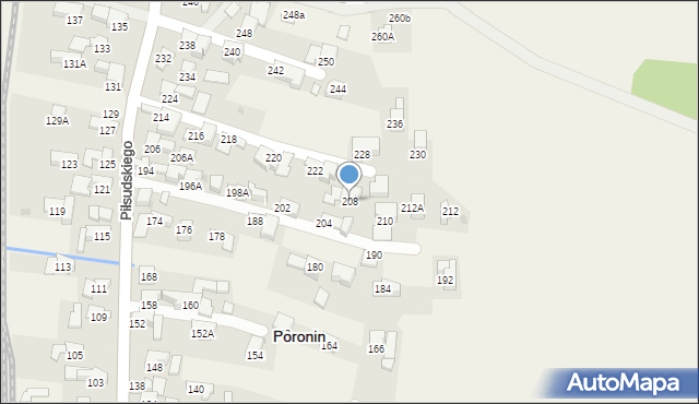 Poronin, Piłsudskiego Józefa, marsz., 208, mapa Poronin