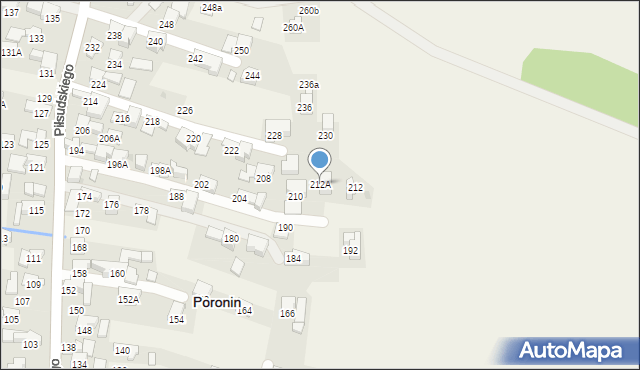 Poronin, Piłsudskiego Józefa, marsz., 212A, mapa Poronin