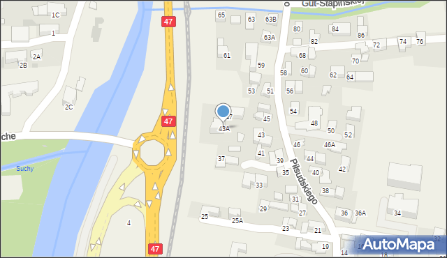 Poronin, Piłsudskiego Józefa, marsz., 43A, mapa Poronin