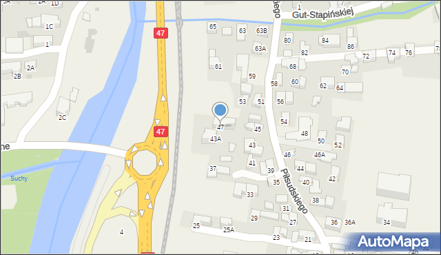 Poronin, Piłsudskiego Józefa, marsz., 47, mapa Poronin