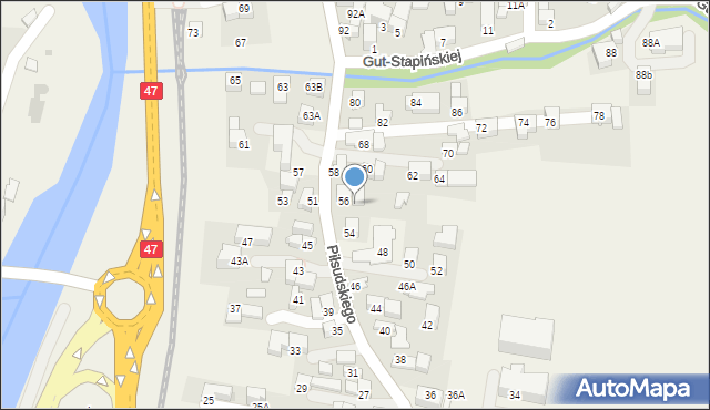 Poronin, Piłsudskiego Józefa, marsz., 56A, mapa Poronin