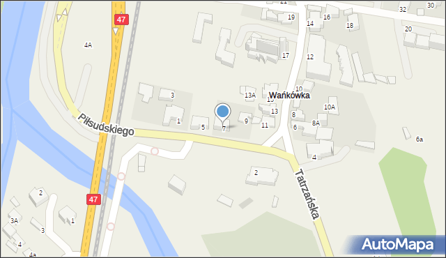 Poronin, Piłsudskiego Józefa, marsz., 7, mapa Poronin