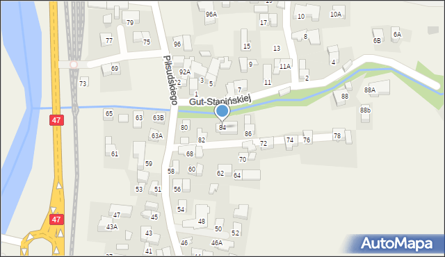 Poronin, Piłsudskiego Józefa, marsz., 84, mapa Poronin