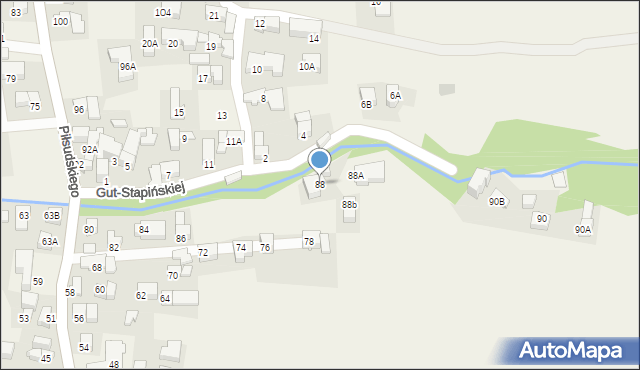 Poronin, Piłsudskiego Józefa, marsz., 88, mapa Poronin