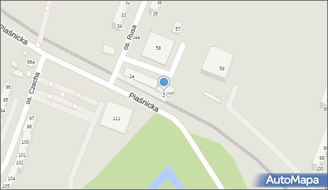 Poznań, Piaśnicka, 2, mapa Poznania