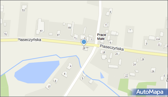 Prace Małe, Piaseczyńska, 16, mapa Prace Małe