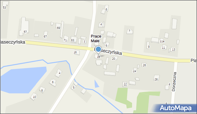 Prace Małe, Piaseczyńska, 18, mapa Prace Małe