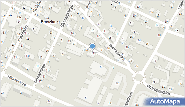 Praszka, Piłsudskiego Józefa, marsz., 11, mapa Praszka