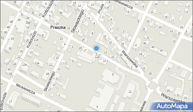 Praszka, Piłsudskiego Józefa, marsz., 13, mapa Praszka