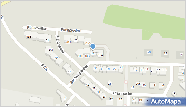 Pruszcz Gdański, Piastowska, 18, mapa Pruszcz Gdański