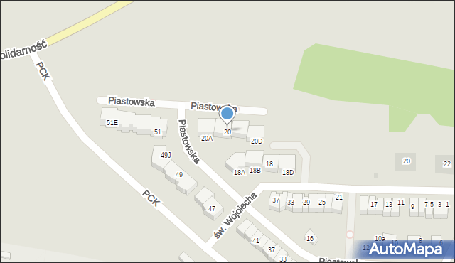 Pruszcz Gdański, Piastowska, 20, mapa Pruszcz Gdański
