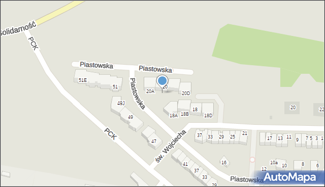 Pruszcz Gdański, Piastowska, 20B, mapa Pruszcz Gdański
