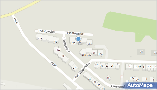 Pruszcz Gdański, Piastowska, 20B, mapa Pruszcz Gdański