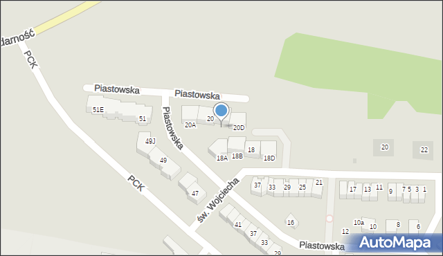 Pruszcz Gdański, Piastowska, 20C, mapa Pruszcz Gdański