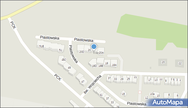 Pruszcz Gdański, Piastowska, 20C, mapa Pruszcz Gdański