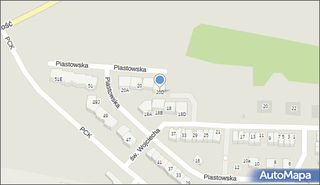 Pruszcz Gdański, Piastowska, 20D, mapa Pruszcz Gdański