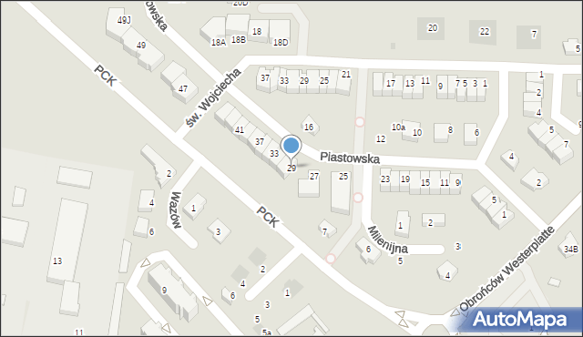 Pruszcz Gdański, Piastowska, 29, mapa Pruszcz Gdański