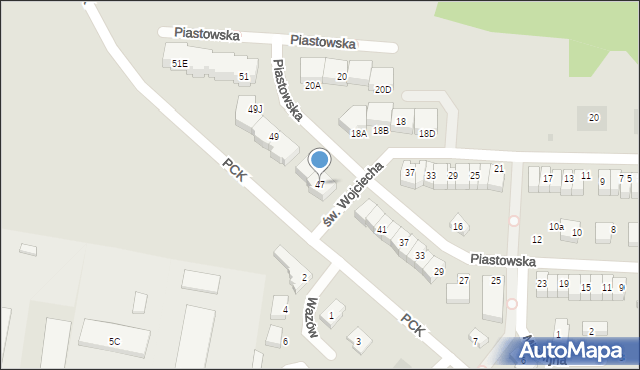 Pruszcz Gdański, Piastowska, 47, mapa Pruszcz Gdański